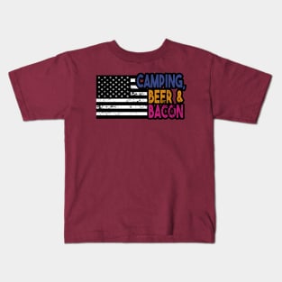 Camping, Beer and Bacon Kids T-Shirt